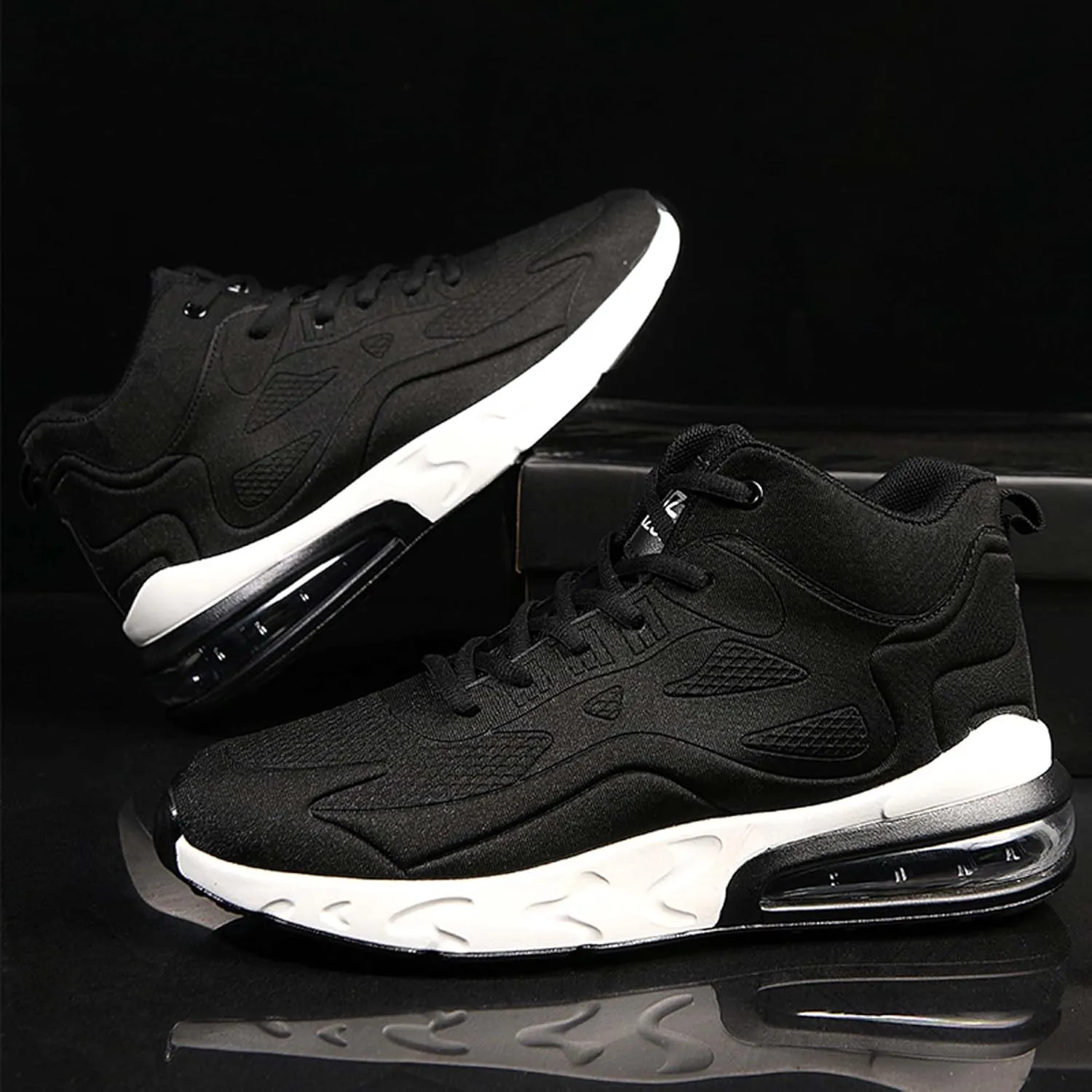 Men's High Top Sneakers Outdoor Comfortable Air Cushion Running Shoes Non-Slip Walking Trainers Fashion Basketball Sneakers