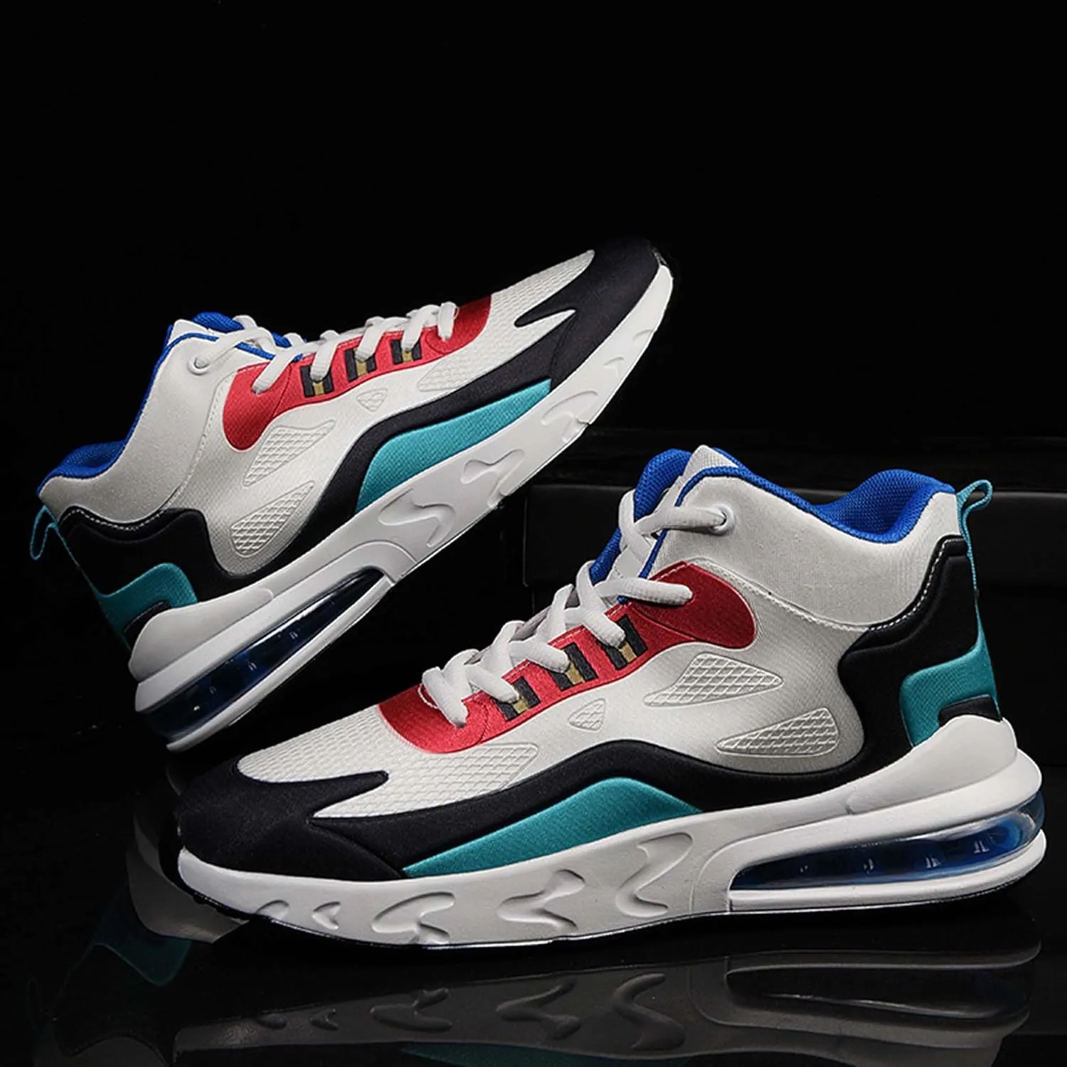 Men's High Top Sneakers Outdoor Comfortable Air Cushion Running Shoes Non-Slip Walking Trainers Fashion Basketball Sneakers