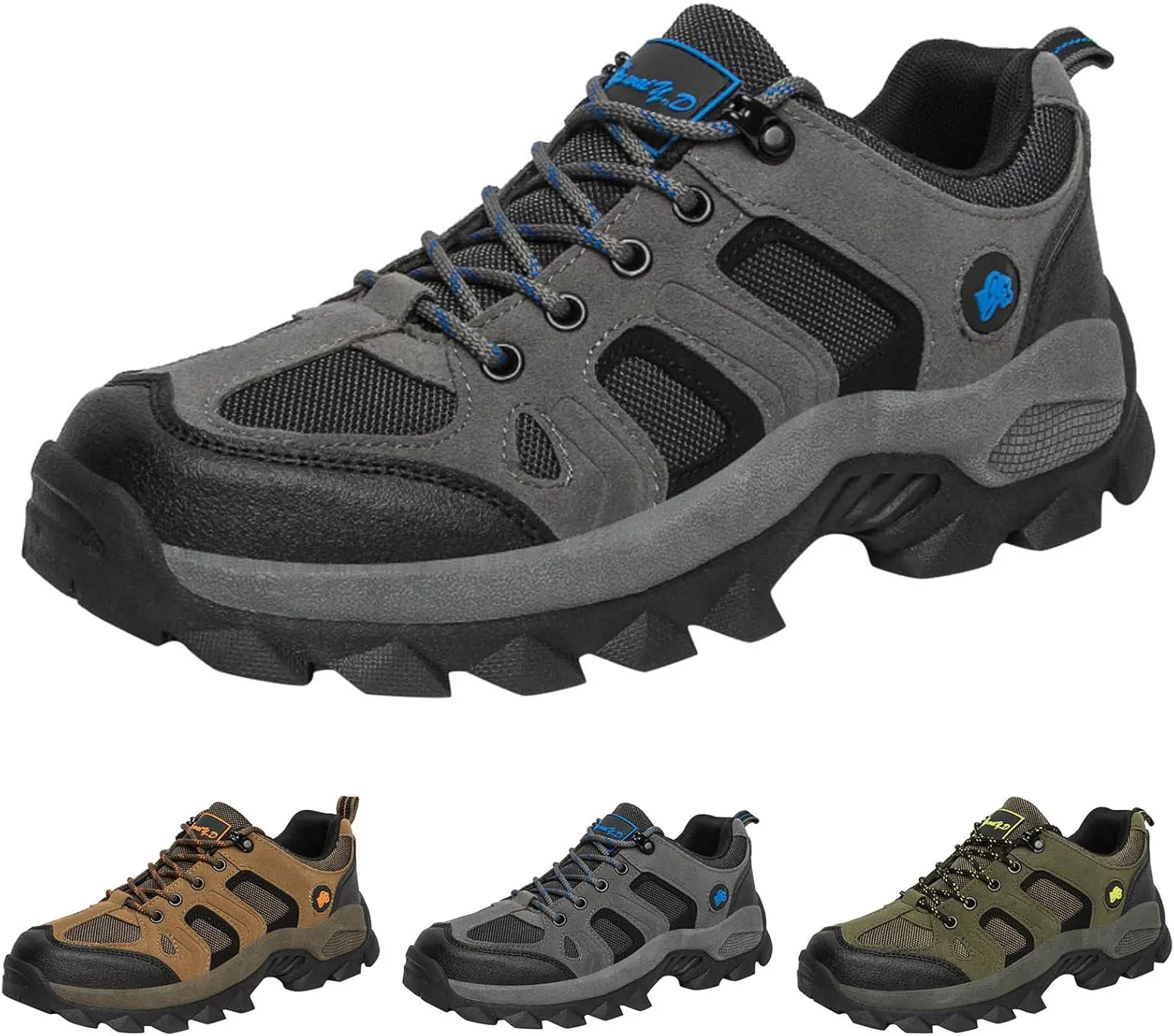 Men's Hiking Shoes Wide Running Sneakers Climbing Walking Non Slip Lace Up Comfortable Footwear Athletic Shoes with Wide Toe Box Arch Support Breathable Mesh for Men
