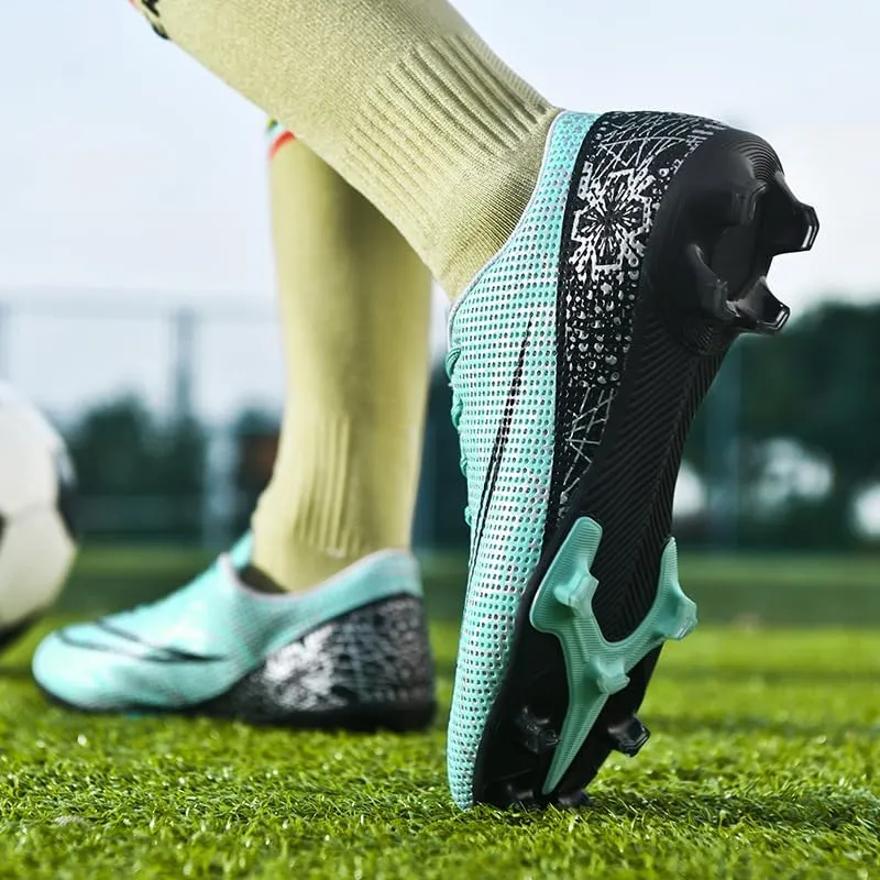 Men's Indoor Soccer Shoes Football Cleats Low-Tops Lace-Up Non-Slip Spikes Sports Athletic Futsal TF Turf Sneaker