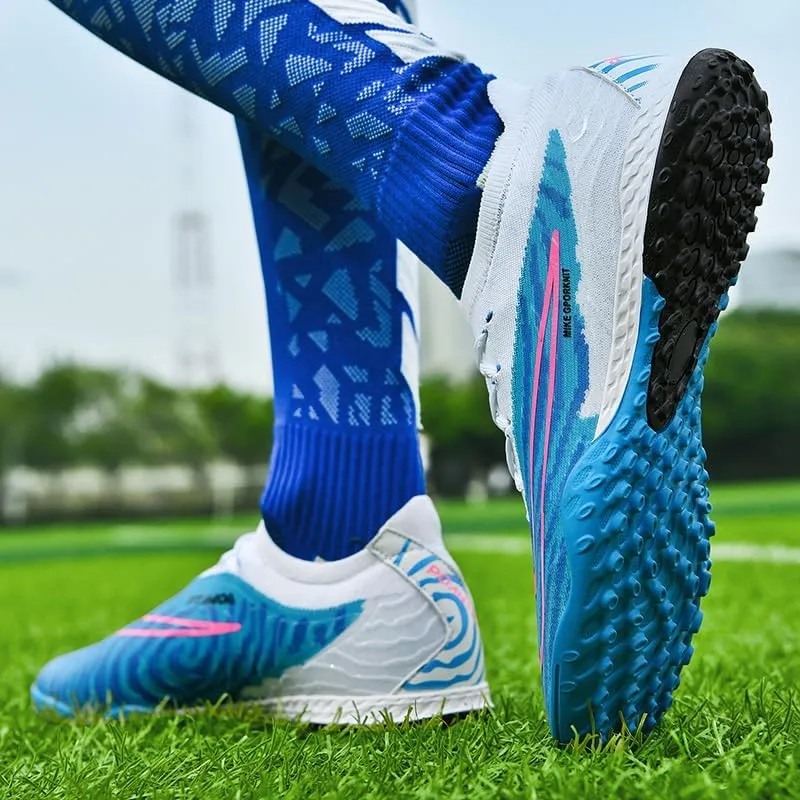 Men's Indoor Soccer Shoes Football Cleats Low-Tops Lace-Up Non-Slip Spikes Sports Athletic Futsal TF Turf Sneaker