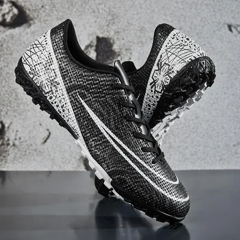 Men's Indoor Soccer Shoes Football Cleats Low-Tops Lace-Up Non-Slip Spikes Sports Athletic Futsal TF Turf Sneaker