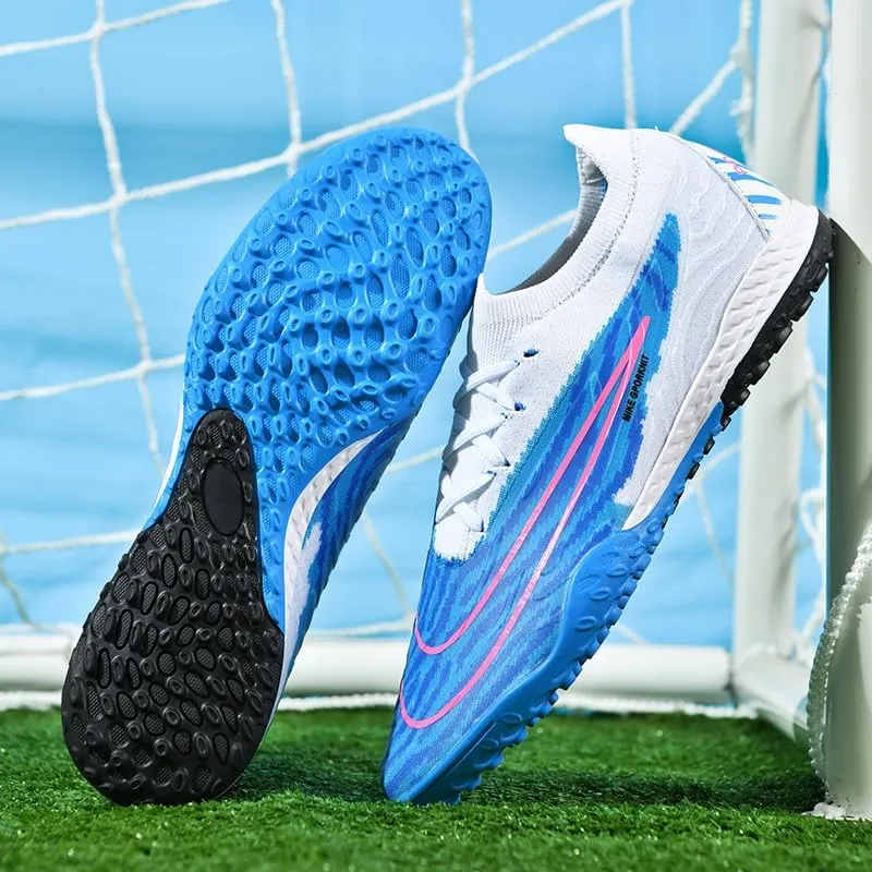 Men's Indoor Soccer Shoes Football Cleats Low-Tops Lace-Up Non-Slip Spikes Sports Athletic Futsal TF Turf Sneaker