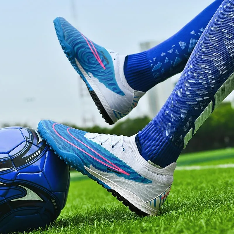 Men's Indoor Soccer Shoes Football Cleats Low-Tops Lace-Up Non-Slip Spikes Sports Athletic Futsal TF Turf Sneaker