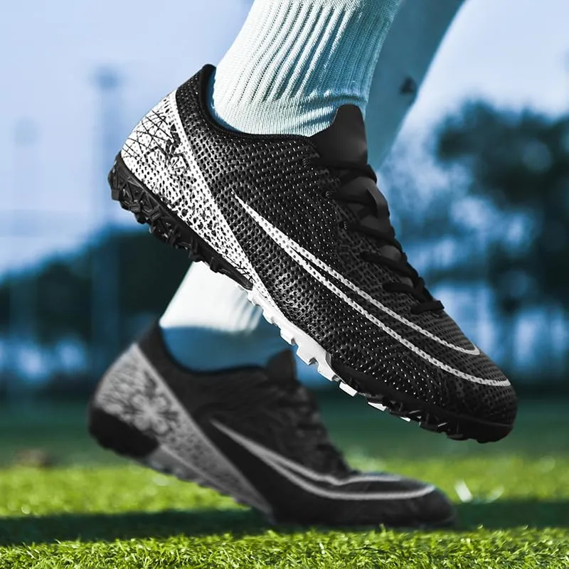 Men's Indoor Soccer Shoes Football Cleats Low-Tops Lace-Up Non-Slip Spikes Sports Athletic Futsal TF Turf Sneaker