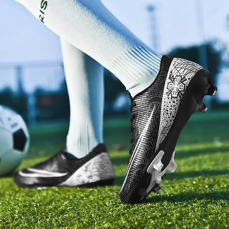 Men's Indoor Soccer Shoes Football Cleats Low-Tops Lace-Up Non-Slip Spikes Sports Athletic Futsal TF Turf Sneaker