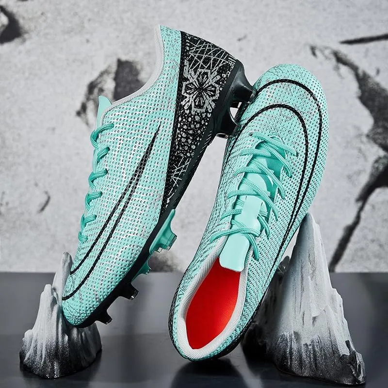 Men's Indoor Soccer Shoes Football Cleats Low-Tops Lace-Up Non-Slip Spikes Sports Athletic Futsal TF Turf Sneaker