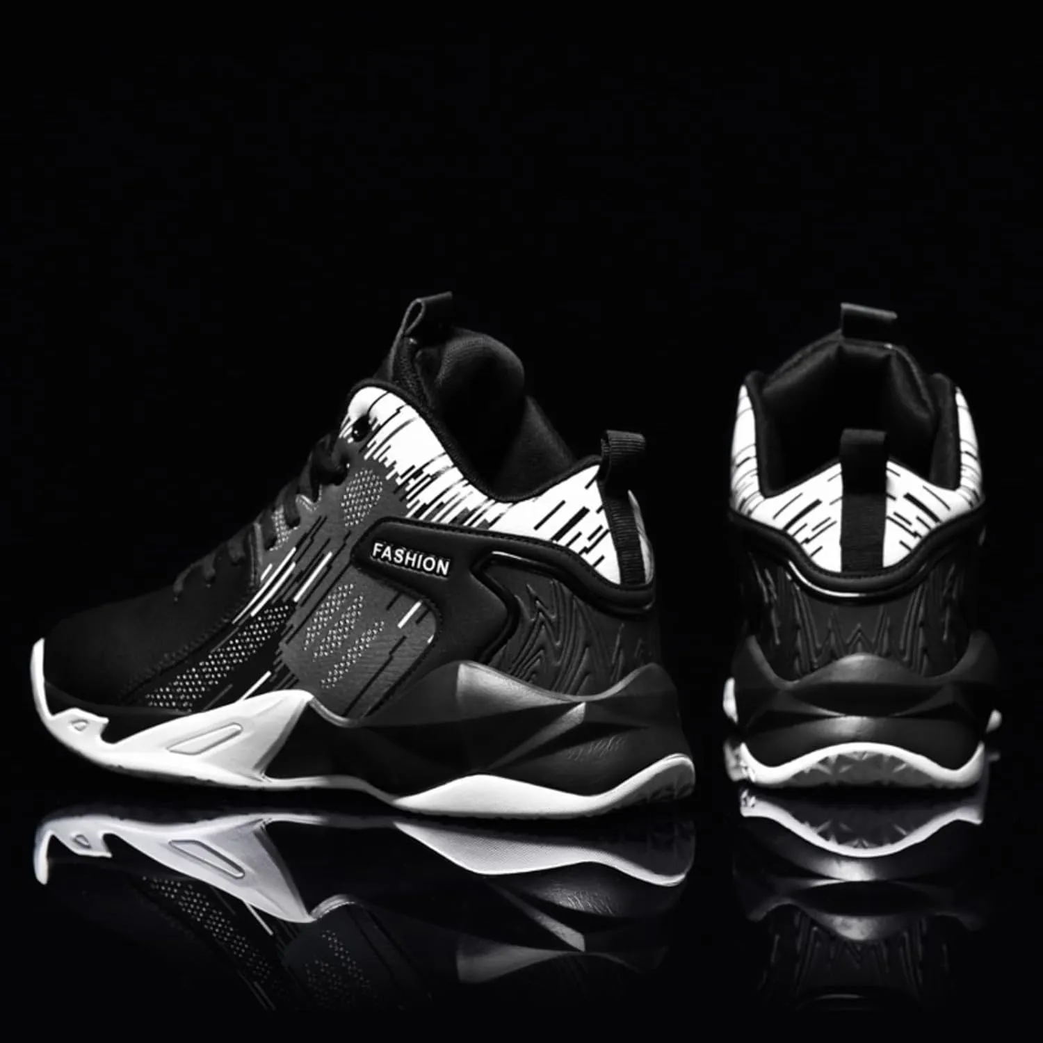 Men's Lace Up Breathable Leather Cushioning Basketball Shoes Fashion High-Top Non-Slip Sneakers Casual for Gym Sports Tennis Jogging Running Walking
