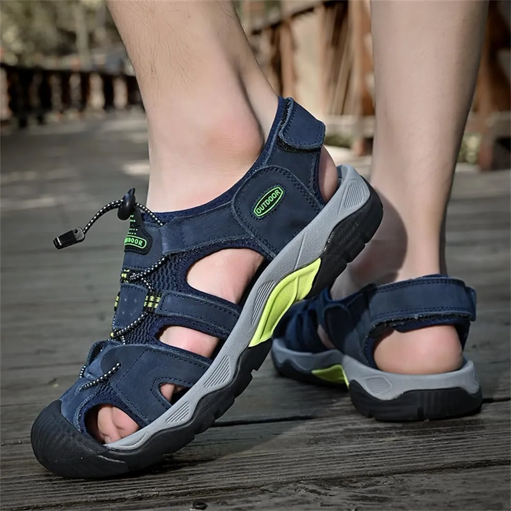 Mens Leather Sandals Beach Hiking Sandals Summer Comfortable Trekking Shoes Hiking Shoes Sports Outdoor with hook