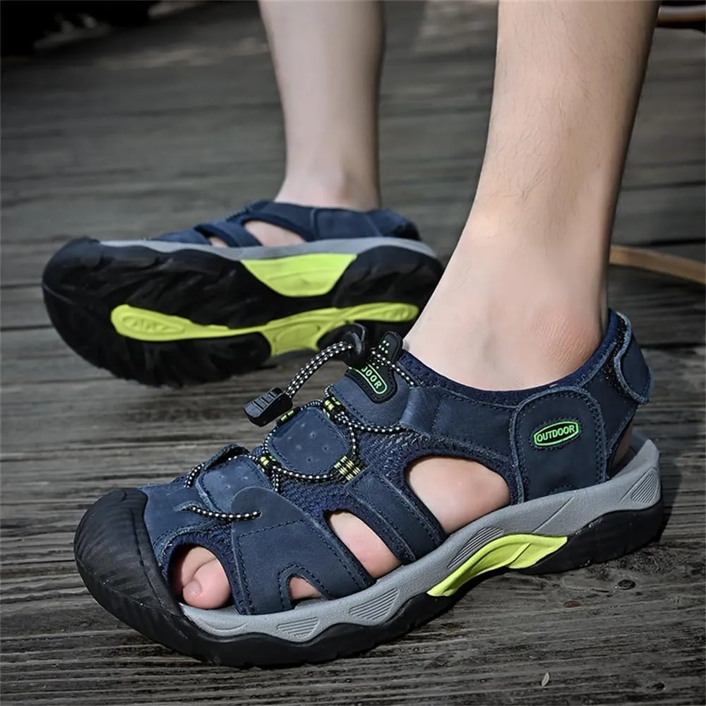 Mens Leather Sandals Beach Hiking Sandals Summer Comfortable Trekking Shoes Hiking Shoes Sports Outdoor with hook