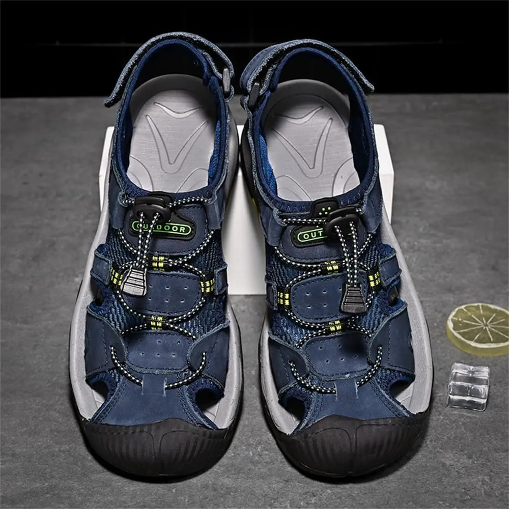 Mens Leather Sandals Beach Hiking Sandals Summer Comfortable Trekking Shoes Hiking Shoes Sports Outdoor with hook