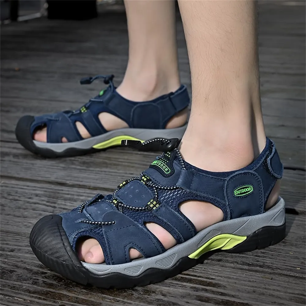 Mens Leather Sandals Beach Hiking Sandals Summer Comfortable Trekking Shoes Hiking Shoes Sports Outdoor with hook