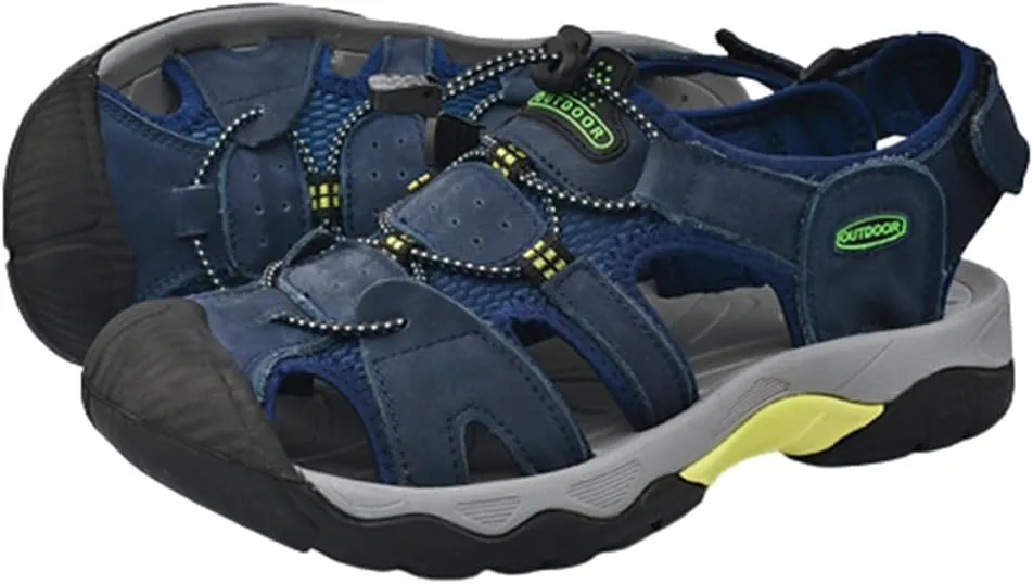 Mens Leather Sandals Beach Hiking Sandals Summer Comfortable Trekking Shoes Hiking Shoes Sports Outdoor with hook