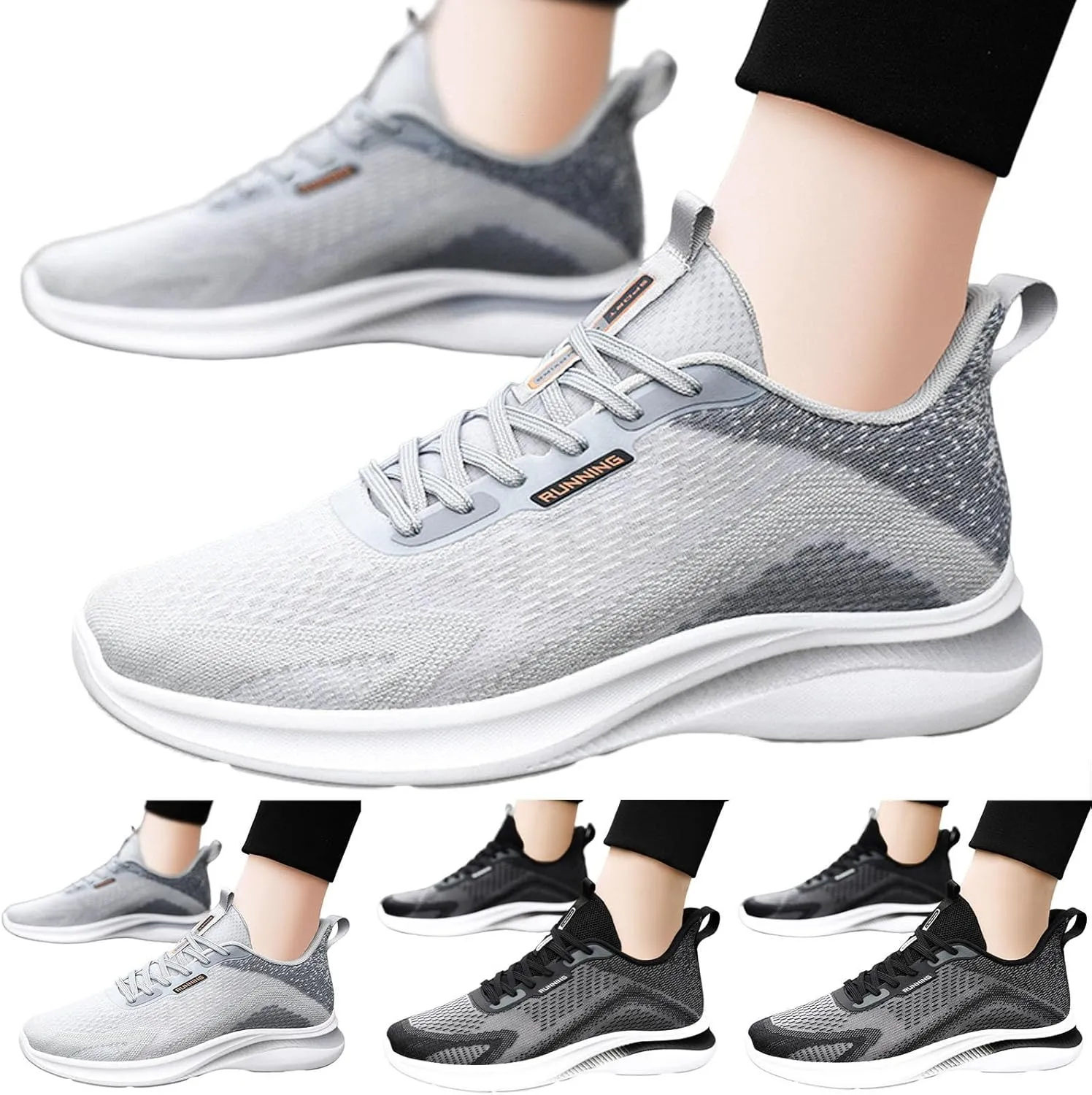Mens Non Slip Walking Sneakers Spring and Summer Lightweight Breathable Mesh Arch Support Running Shoes Athletic Gym Lace Up FashionTennis Shoes for Men Fitness Sport