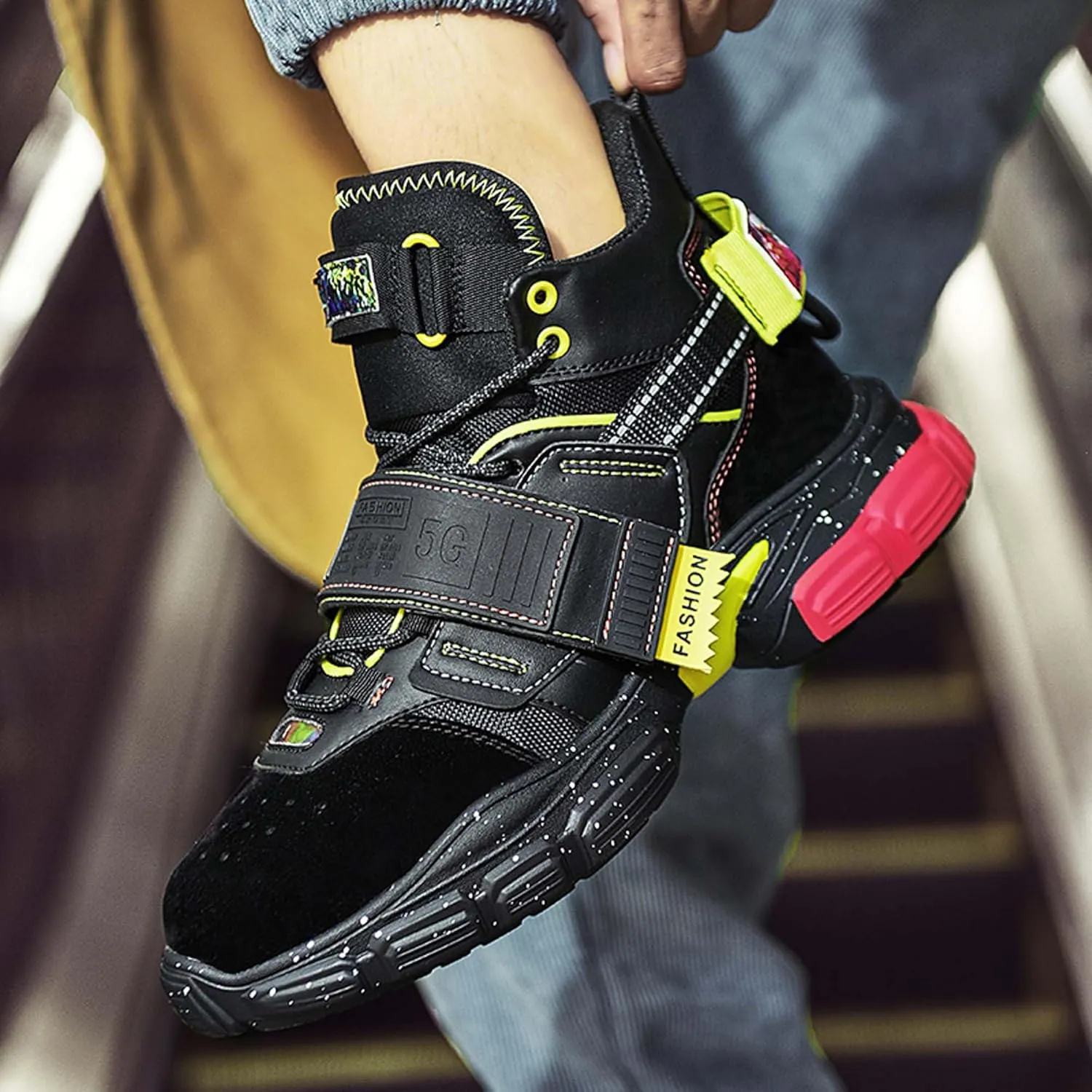 Men's Professional high top Basketball Shoes Street Fashion Sneakers Outdoor Non-Slip Fitness Training Running Shoes