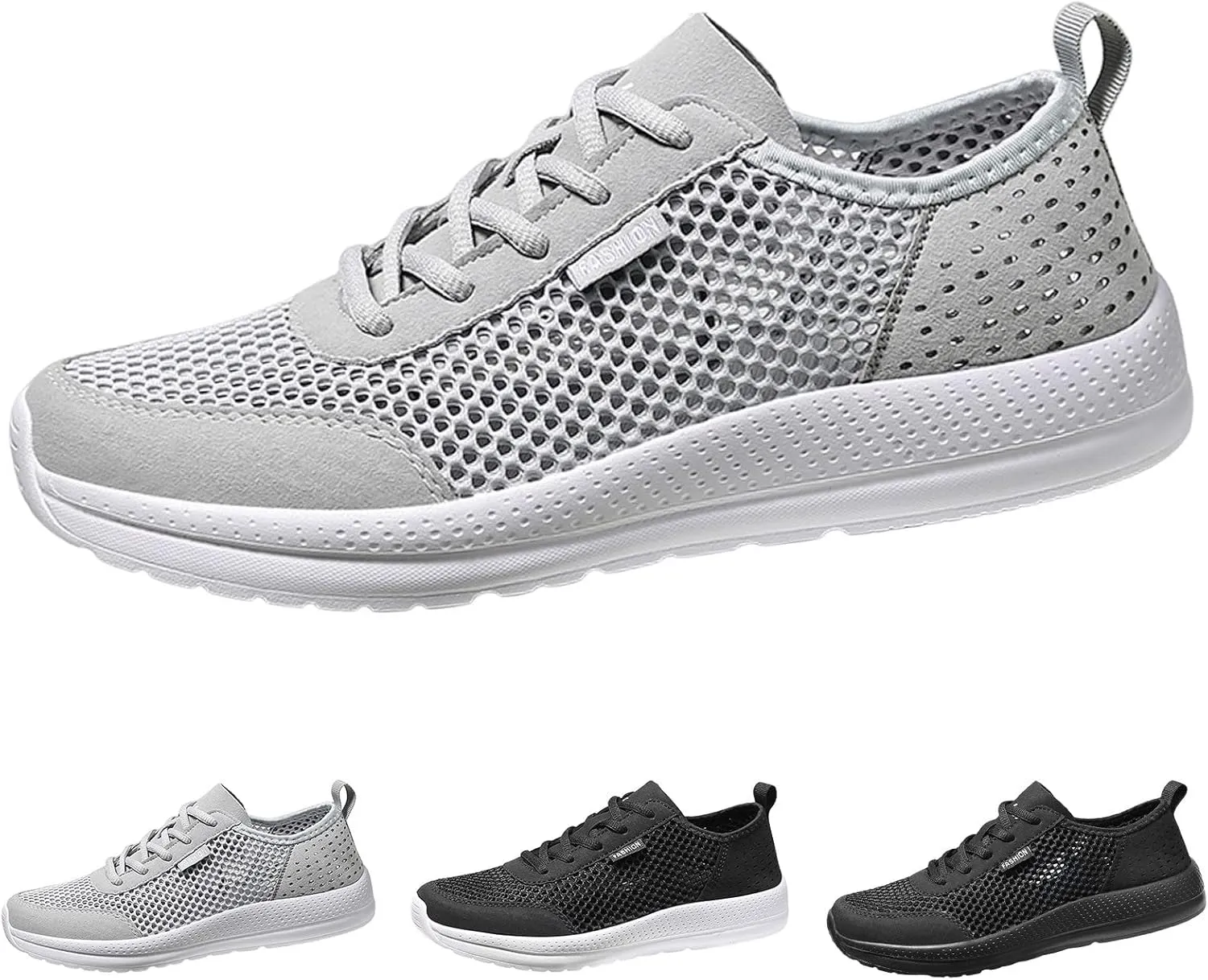 Mens Running Shoes Slip On Lace Up Sneakers Walking Tennis Shoes Gym Athletic Sports Fashion Casual Breathable Mesh Shoe for Men Summer Outdoor Workout Gym with Soft Sole