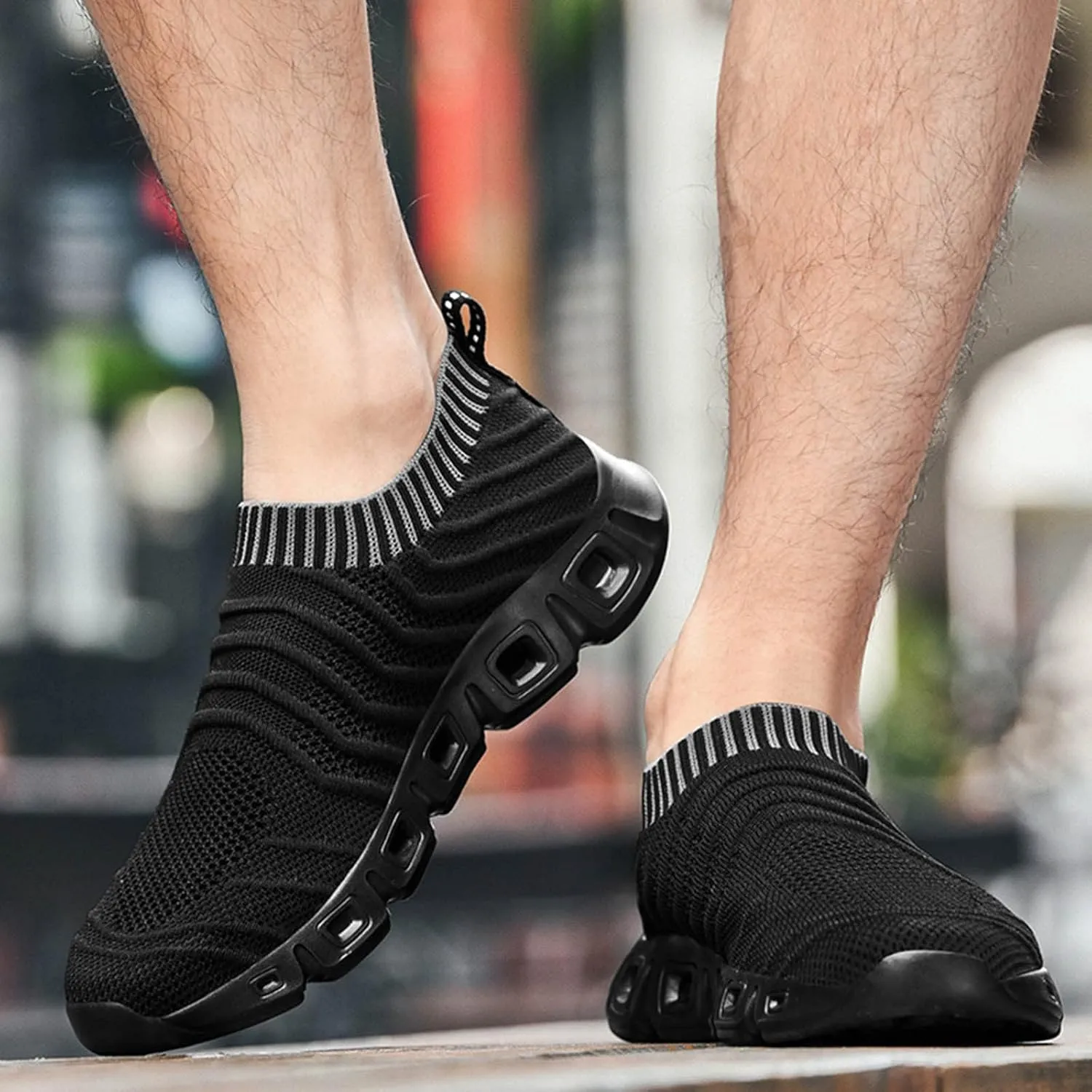 Men's Running Shoes Ultra Lightweight Breathable Slip on Cushion Walking Shoes Non Slip Athletic Fashion Sneakers Quick Drying Mesh Workout Casual Sports Sneakers for Daily Work Men
