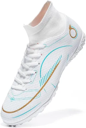 Mens Soccer Boots Professional High-Top Football Shoes Outdoor Indoor Comfortable Athletic Sneaker