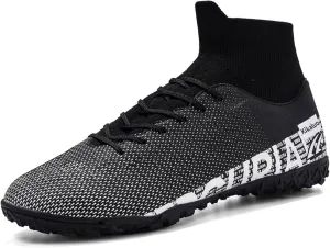 Men's Soccer Cleats Football Shoes with High-Tops Lace-Up Spikes Indoor Firm Ground Turf Training Exercise Futsal Boots