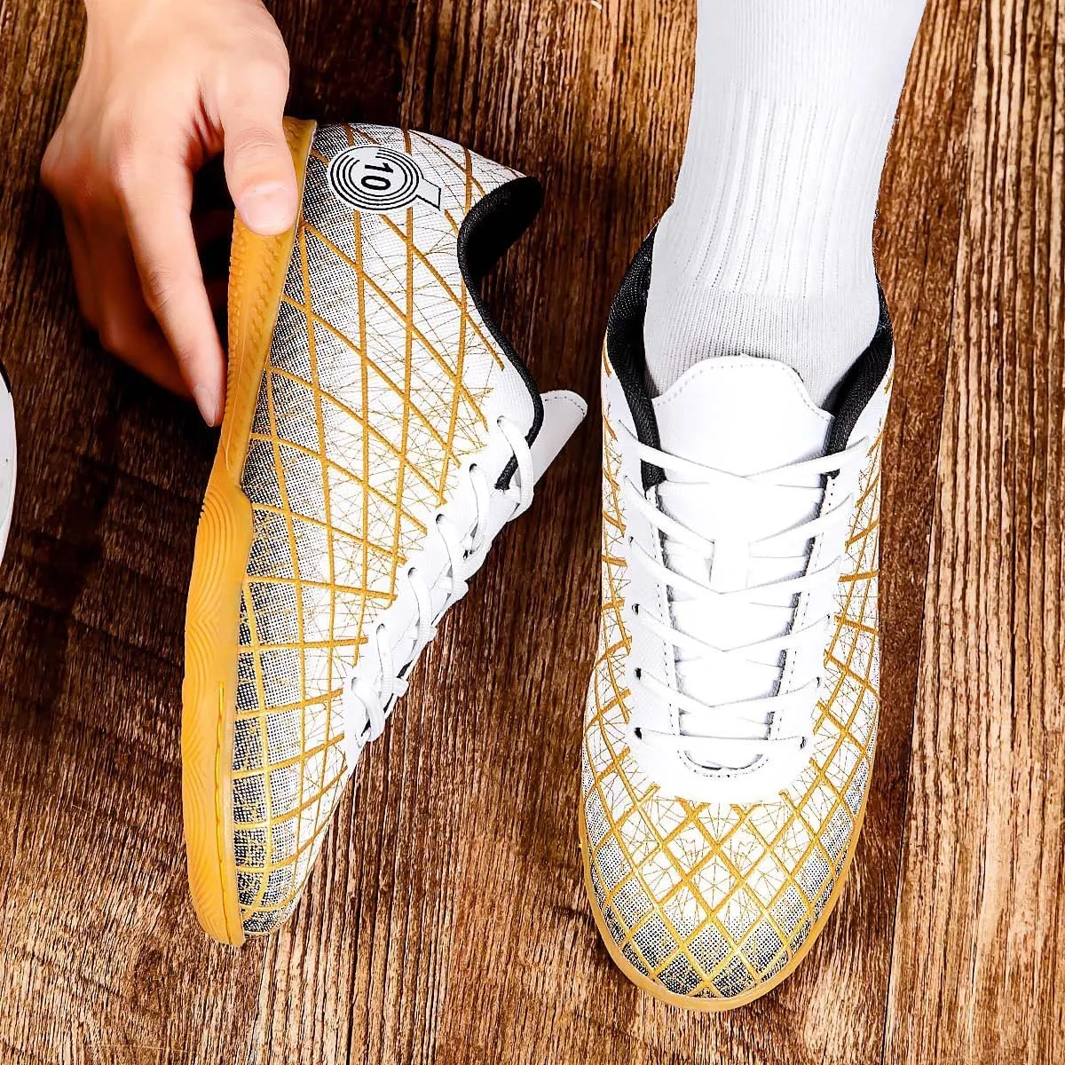 Men's Soccer Cleats Indoor Turf Lightweight Performance Training Soccer Shoes Soft Ground Athletic Football Boots Outdoor