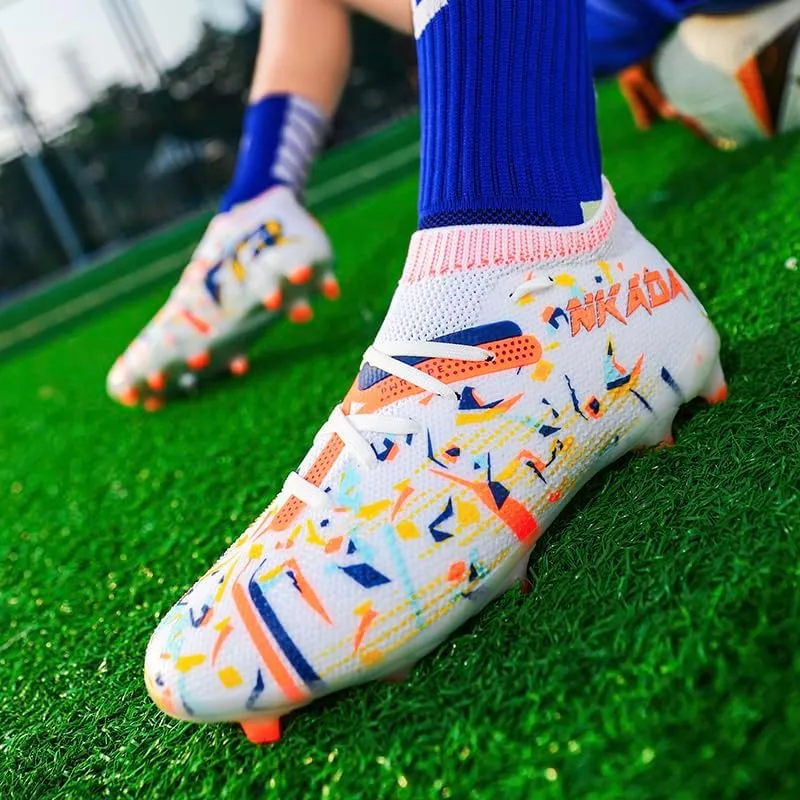 Men's Soccer Shoes High-Top Soccer Cleats Outdoor Breathable Athletic Professional Spikes Youth Boys Football Shoes Unisex