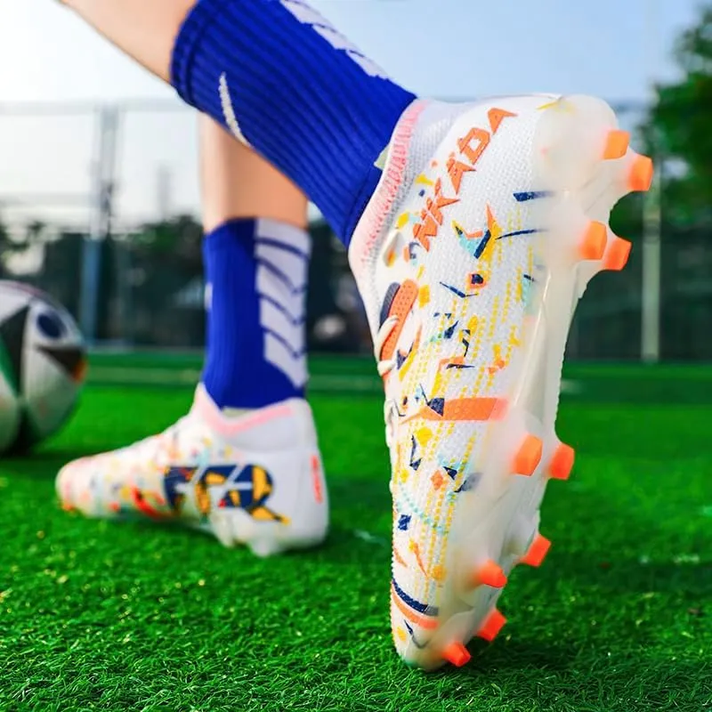 Men's Soccer Shoes High-Top Soccer Cleats Outdoor Breathable Athletic Professional Spikes Youth Boys Football Shoes Unisex