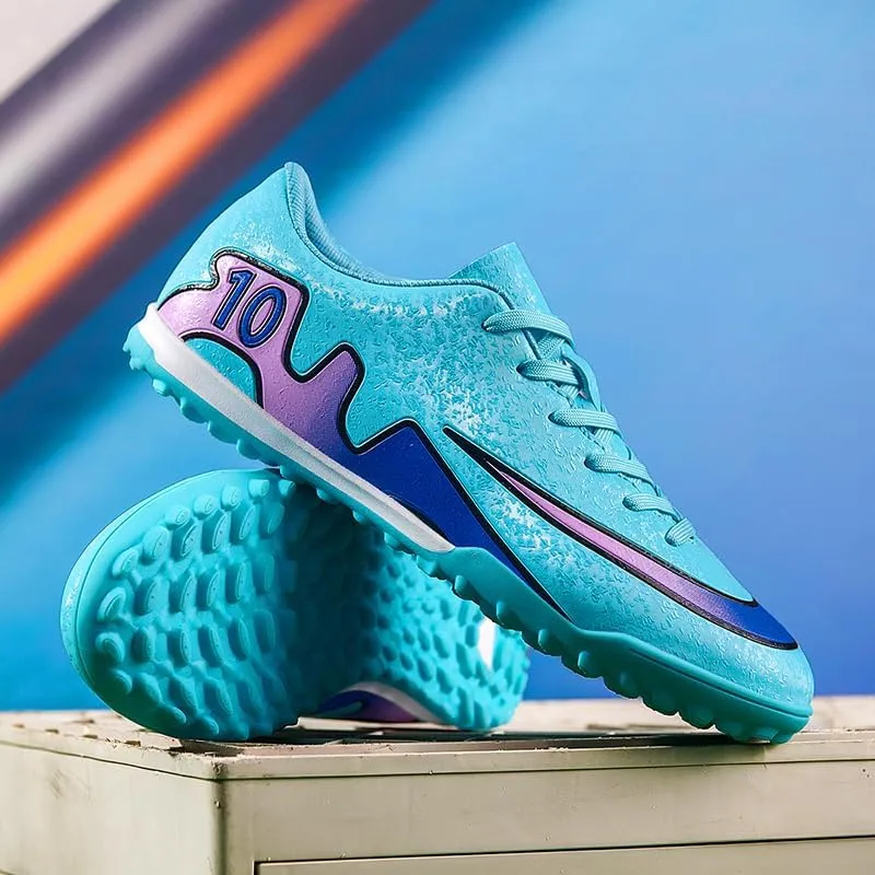 Mens Soccer Shoes Low-Tops Lace-Up Non-Slip Spikes Indoor Football Futsal Professional Training Turf Outdoor Indoor Football Boots