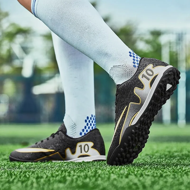 Mens Soccer Shoes Low-Tops Lace-Up Non-Slip Spikes Indoor Football Futsal Professional Training Turf Outdoor Indoor Football Boots