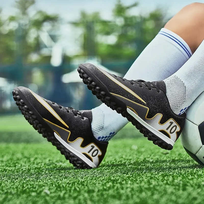 Mens Soccer Shoes Low-Tops Lace-Up Non-Slip Spikes Indoor Football Futsal Professional Training Turf Outdoor Indoor Football Boots