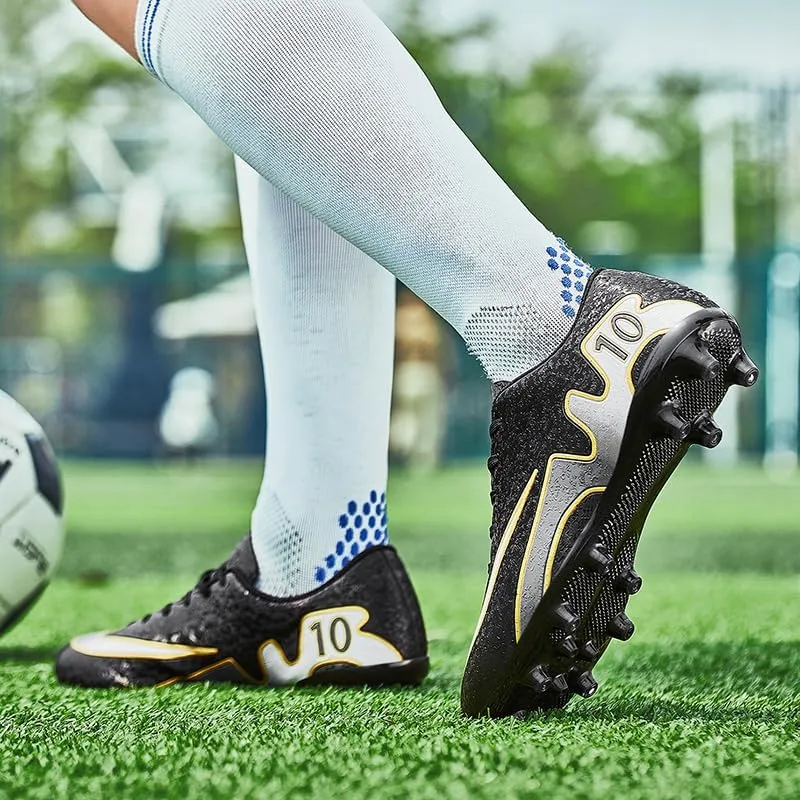 Mens Soccer Shoes Low-Tops Lace-Up Non-Slip Spikes Indoor Football Futsal Professional Training Turf Outdoor Indoor Football Boots