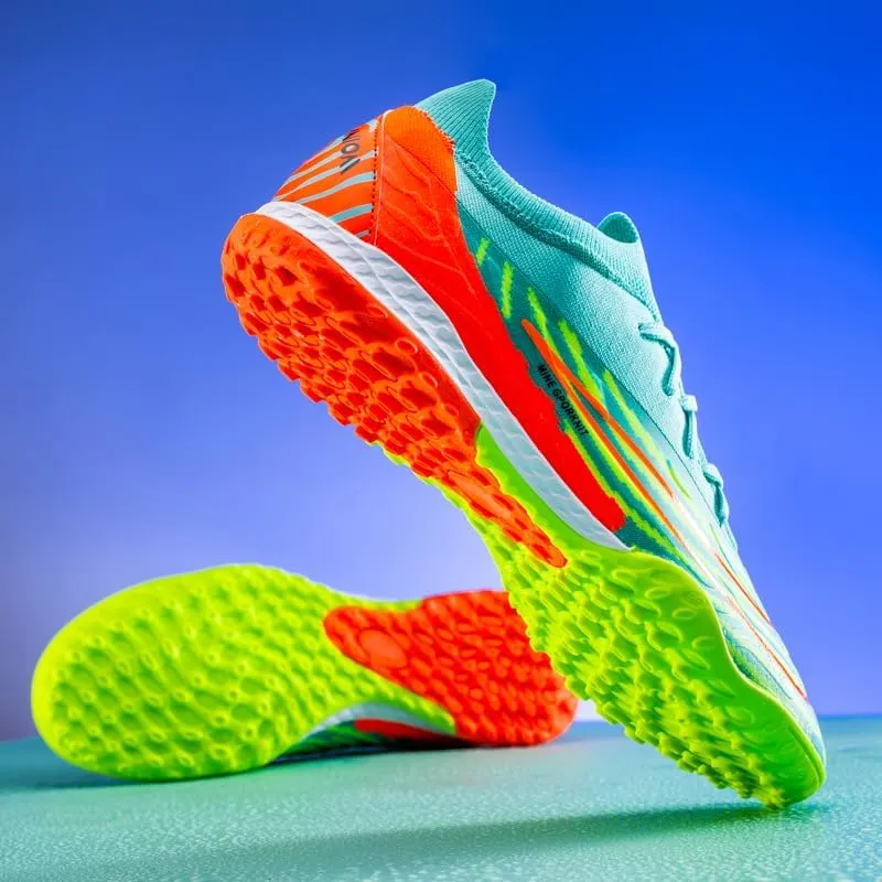 Mens Soccer Shoes Low-Tops Lace-Up Non-Slip Spikes Indoor Football Futsal Professional Training Turf Outdoor Indoor Football Boots
