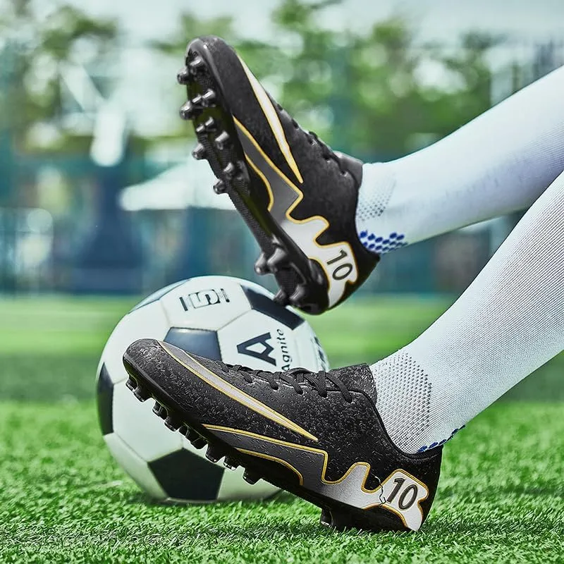 Mens Soccer Shoes Low-Tops Lace-Up Non-Slip Spikes Indoor Football Futsal Professional Training Turf Outdoor Indoor Football Boots