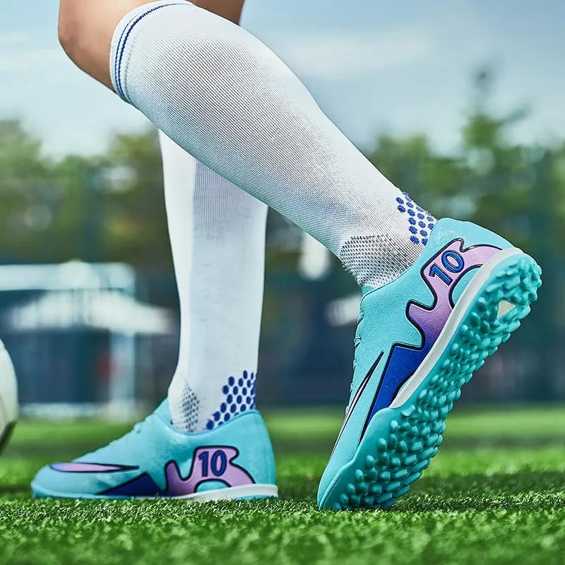 Mens Soccer Shoes Low-Tops Lace-Up Non-Slip Spikes Indoor Football Futsal Professional Training Turf Outdoor Indoor Football Boots