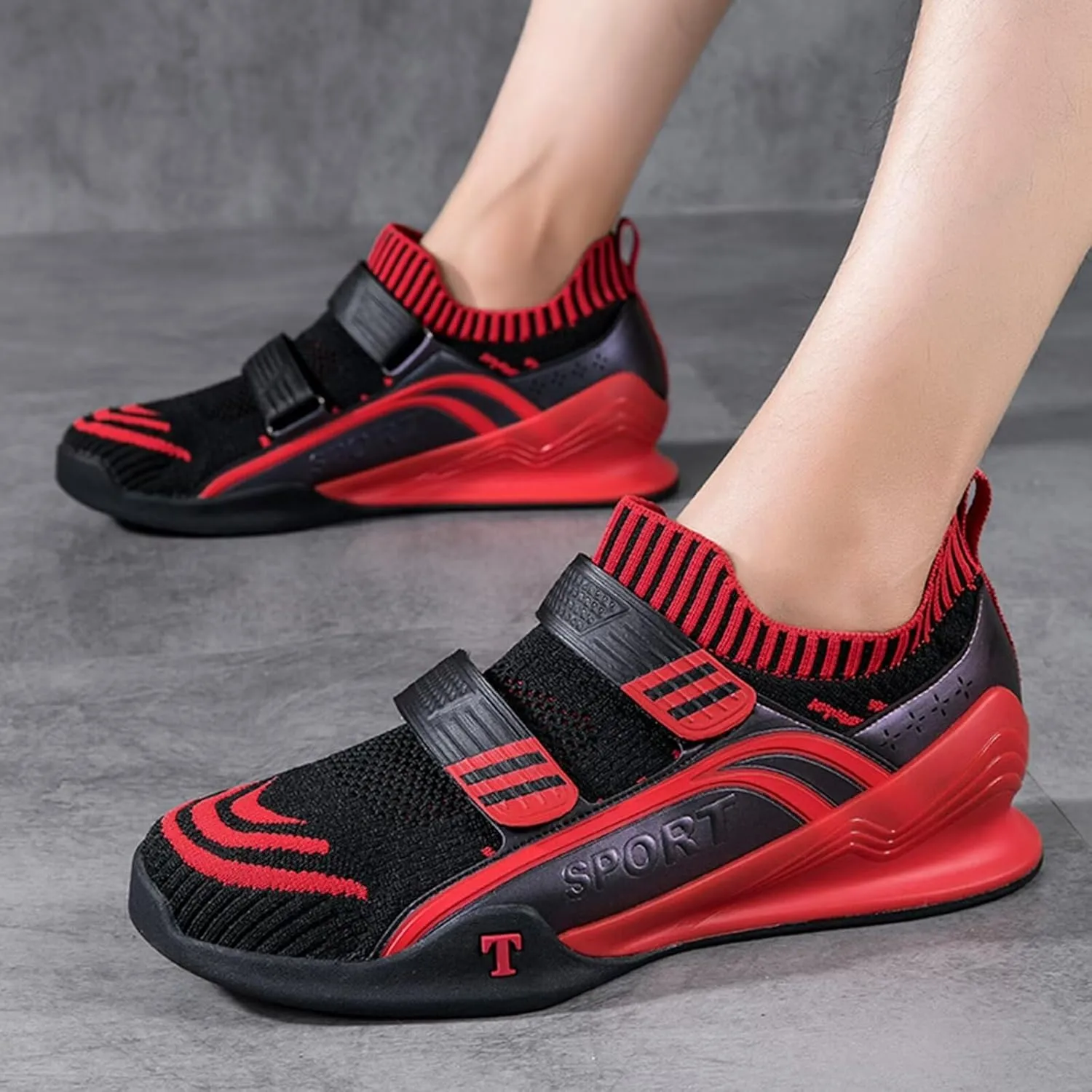 Men's Squat Deadlift Shoes Professional Training Weightlifting Shoes Breathable Indoor Fitness Sneakers Balance Comprehensive Training Shoes