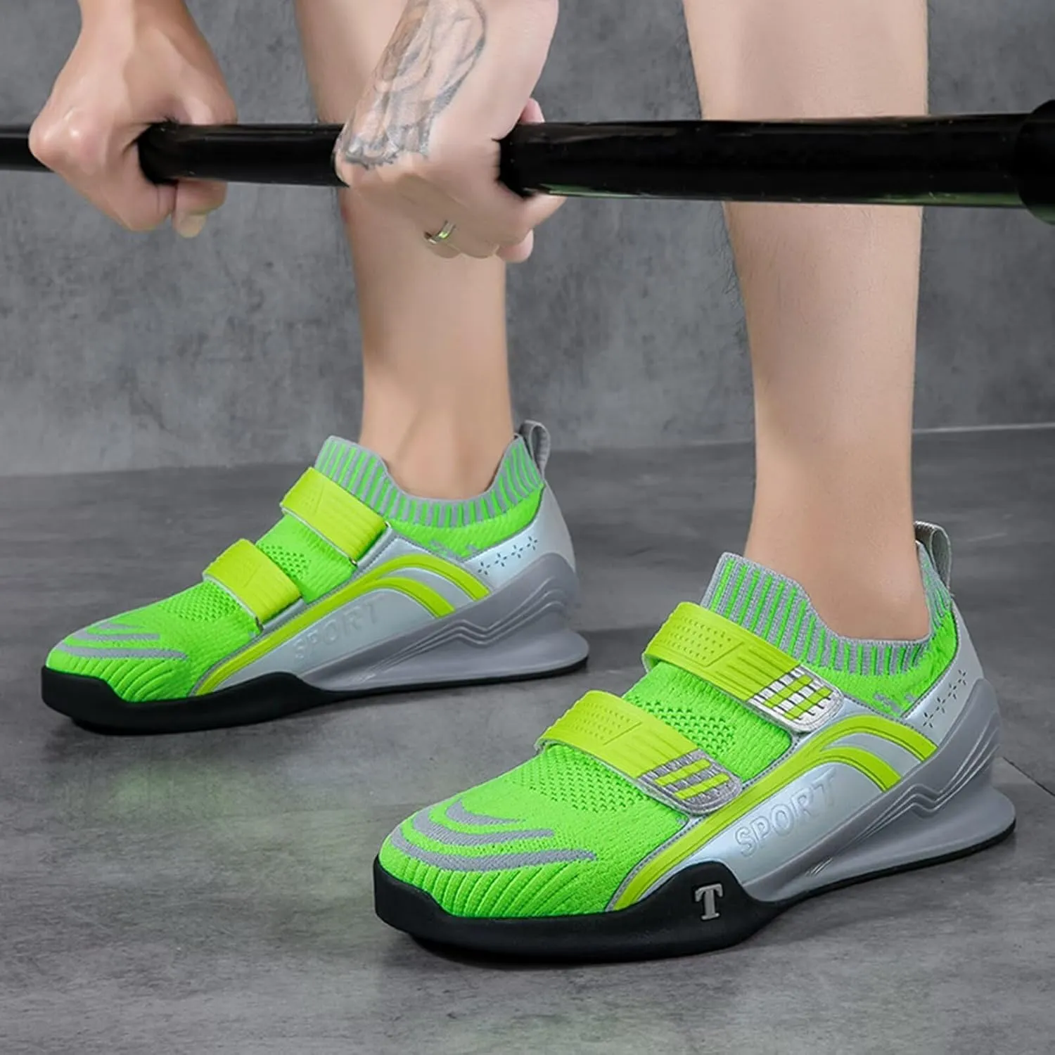 Men's Squat Deadlift Shoes Weight Lifting Shoes for Powerlifting Indoor Fitness Sneakers Balance Comprehensive Training Shoes for Weight Lifting Hard Pulling and Weight Training