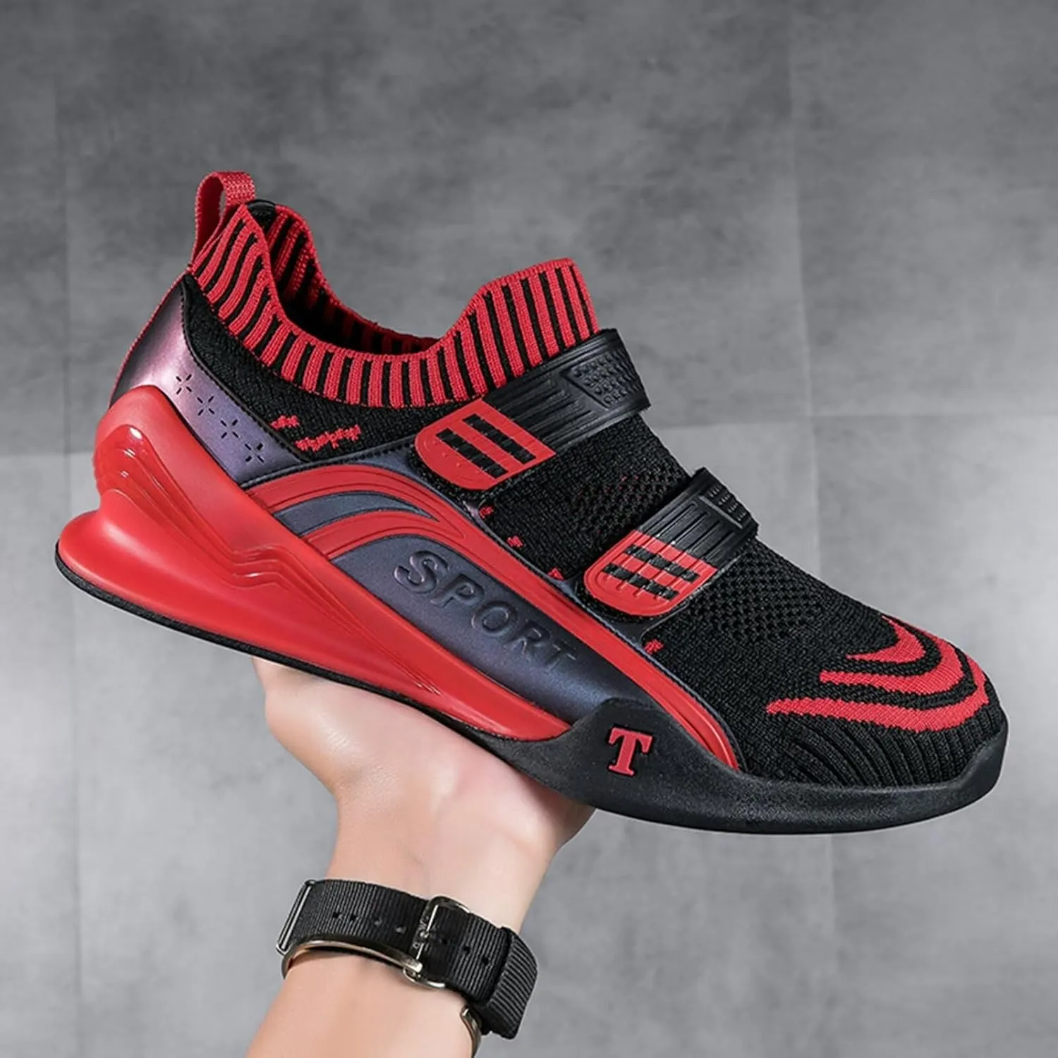Men's Squat Deadlift Shoes Weight Lifting Shoes for Powerlifting Indoor Fitness Sneakers Balance Comprehensive Training Shoes for Weight Lifting Hard Pulling and Weight Training