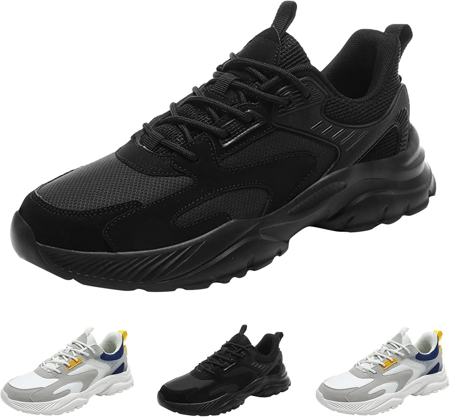 Mens Walking Shoes Lightweight Breathable Slip On Running Shoes Comfortable Fashion Non Slip Lace Up Sneakers Workout Casual Sports Sneaker with Arch Support Men