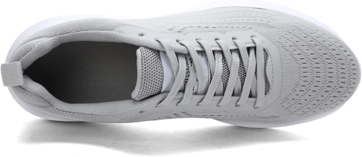 Mens Walking Shoes Sports Tennis Sneakers Lace Up Non Slip Running Shoes Lightweight Workout Footwear Breathable Mesh Fashion Sneaker with Arch Support for Men Gym Outdoor