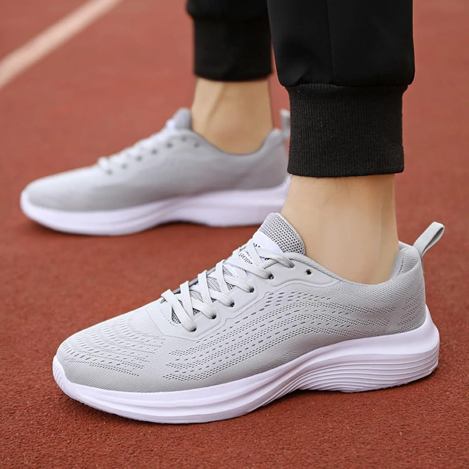 Mens Walking Shoes Sports Tennis Sneakers Lace Up Non Slip Running Shoes Lightweight Workout Footwear Breathable Mesh Fashion Sneaker with Arch Support for Men Gym Outdoor