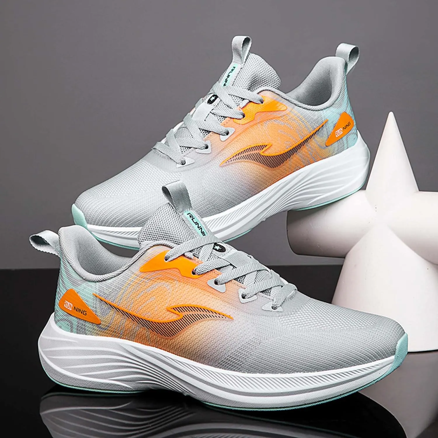 Mens Womens Sneakers, Lightweight Running Shoes, Knitted mesh Comfortable and Breathable, Thick Sole Rebound, Arch Support, Suitable for a Variety of Indoor and Outdoor Sports Training
