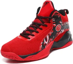 Men'sWomen's High Top Fly-Weaving Running Jogging Sneakers Sports Tennis Basketball Shoes Black and Purple
