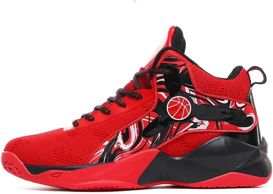 Men'sWomen's High Top Fly-Weaving Running Jogging Sneakers Sports Tennis Basketball Shoes Black and Purple
