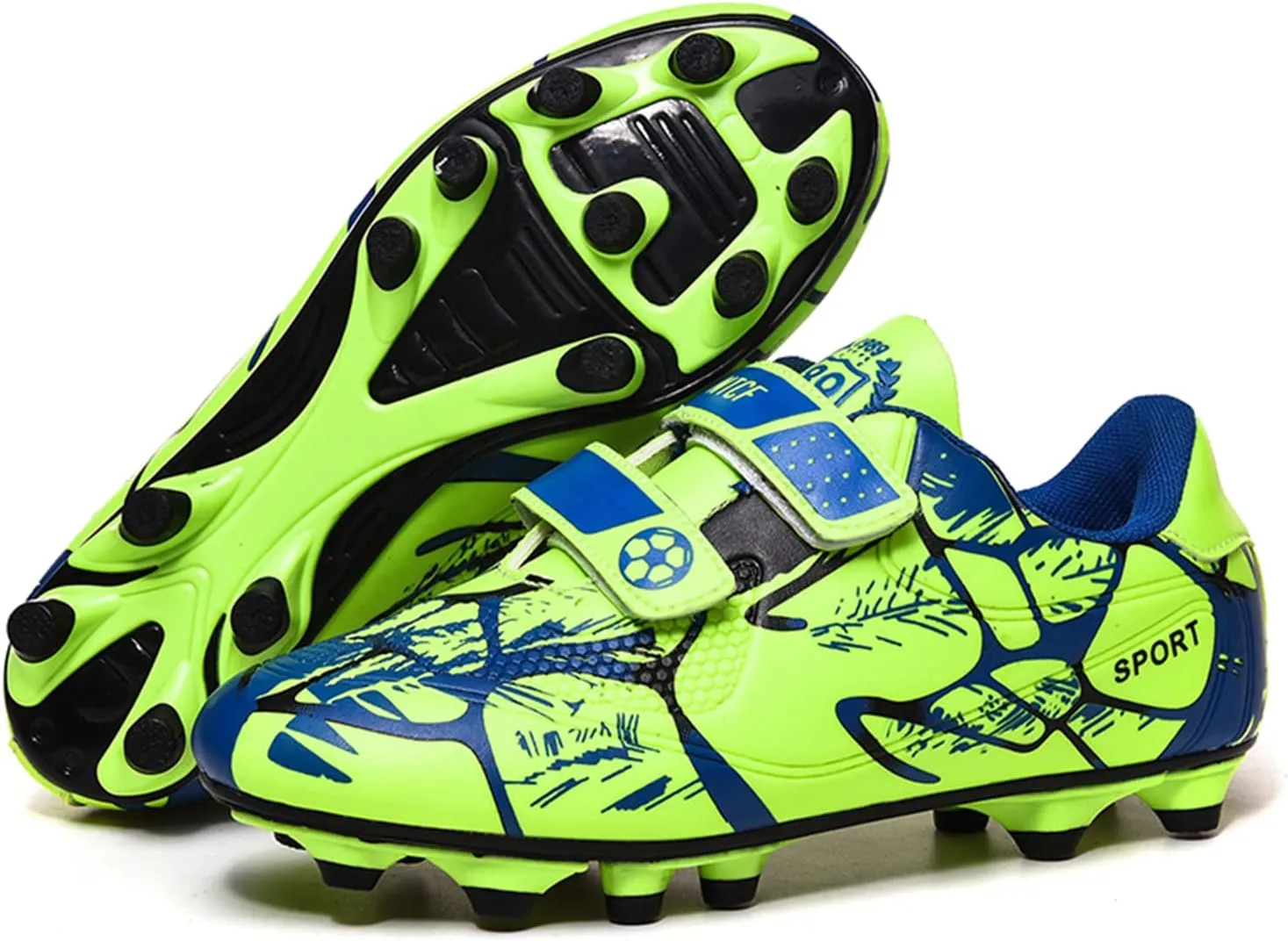 Mnplciea Kids Soccer Cleats Boys Girls Athletic Football Shoes Outdoor Anti-Slip Firm Ground Soccer Shoes