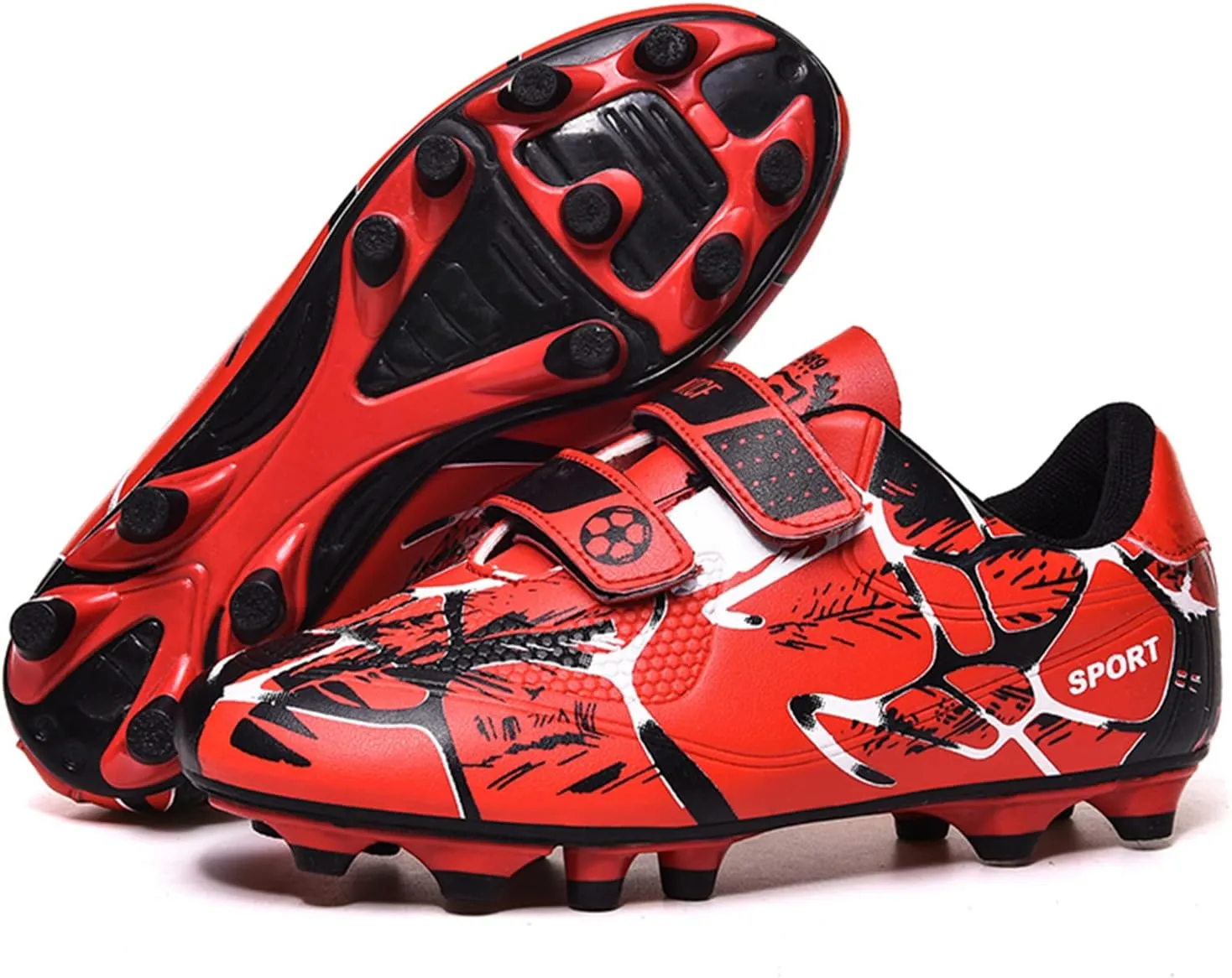 Mnplciea Kids Soccer Cleats Boys Girls Athletic Football Shoes Outdoor Anti-Slip Firm Ground Soccer Shoes