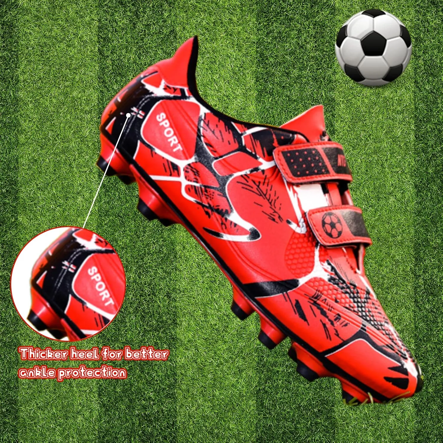Mnplciea Kids Soccer Cleats Boys Girls Athletic Football Shoes Outdoor Anti-Slip Firm Ground Soccer Shoes