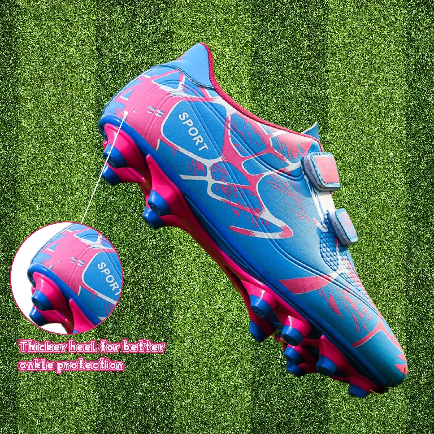 Mnplciea Kids Soccer Cleats Boys Girls Athletic Football Shoes Outdoor Anti-Slip Firm Ground Soccer Shoes