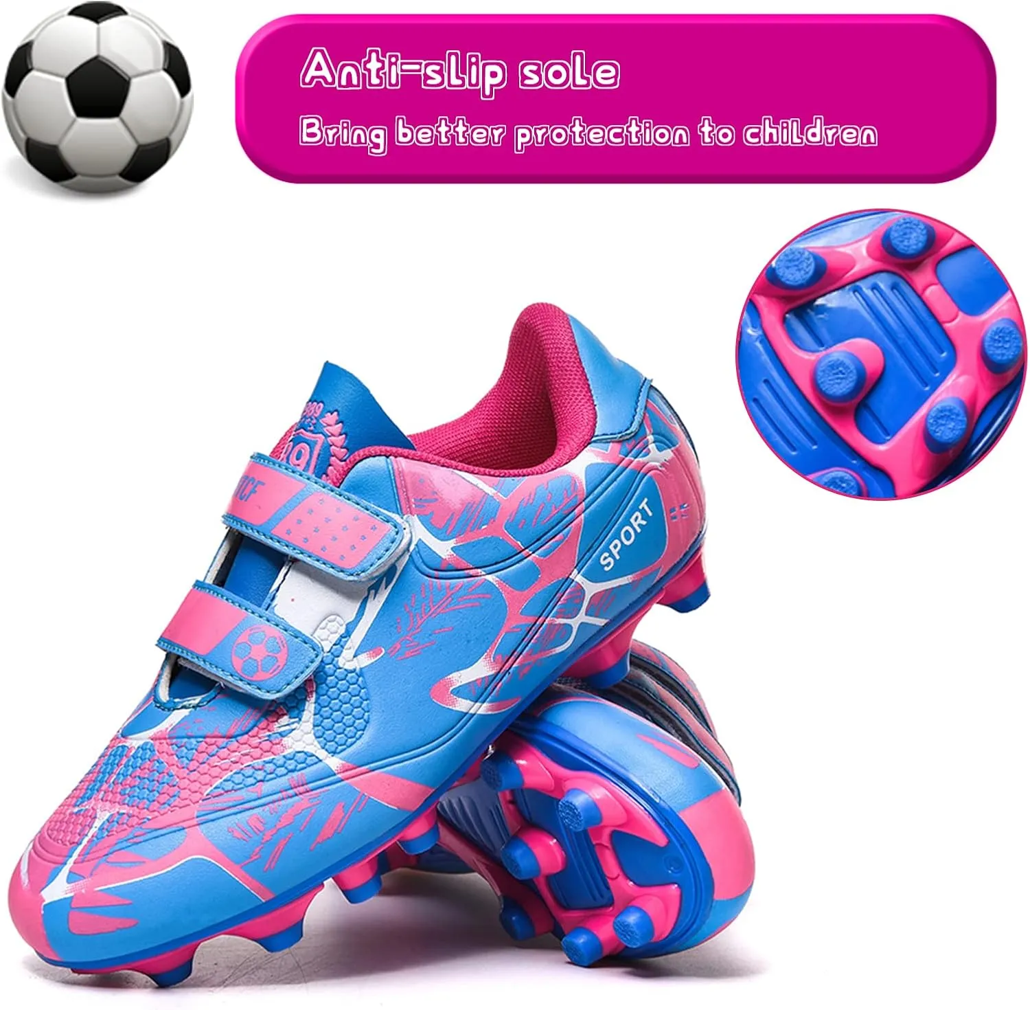 Mnplciea Kids Soccer Cleats Boys Girls Athletic Football Shoes Outdoor Anti-Slip Firm Ground Soccer Shoes