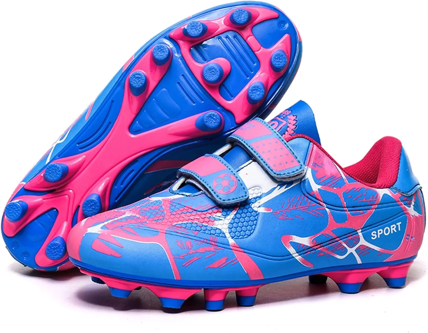 Mnplciea Kids Soccer Cleats Boys Girls Athletic Football Shoes Outdoor Anti-Slip Firm Ground Soccer Shoes