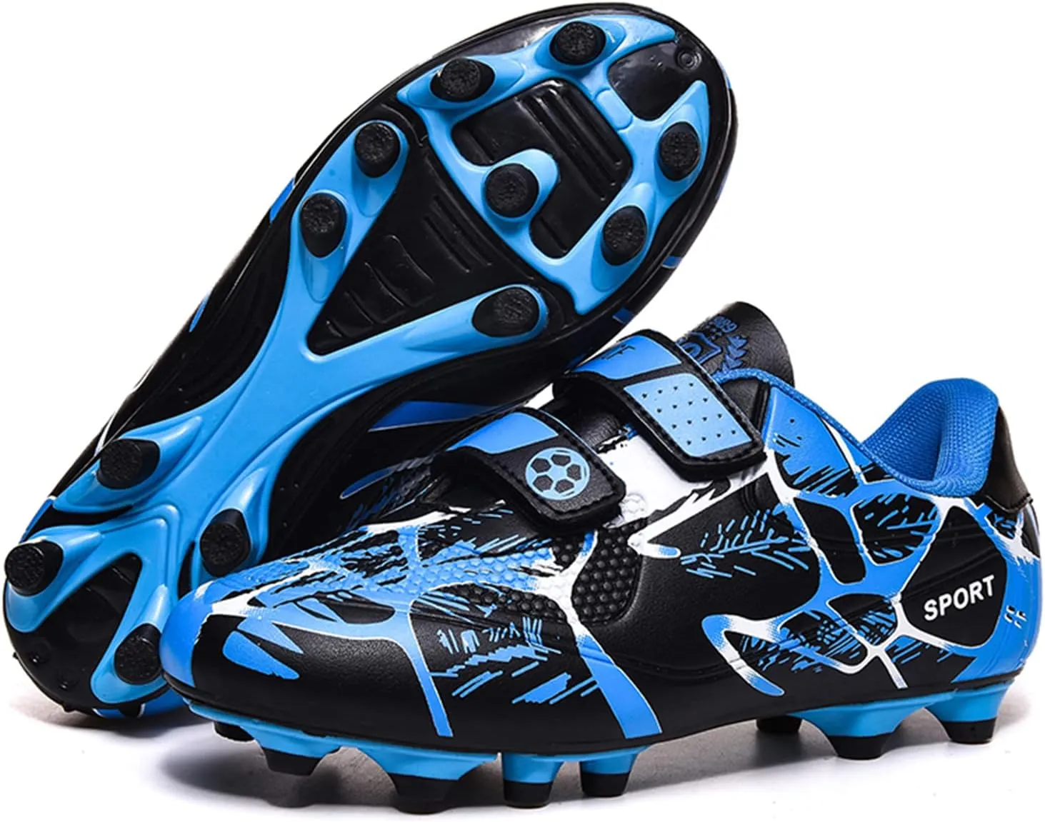Mnplciea Kids Soccer Cleats Boys Girls Athletic Football Shoes Outdoor Anti-Slip Firm Ground Soccer Shoes