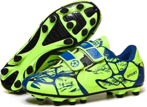 Mnplciea Kids Soccer Cleats Boys Girls Athletic Football Shoes Outdoor Anti-Slip Firm Ground Soccer Shoes